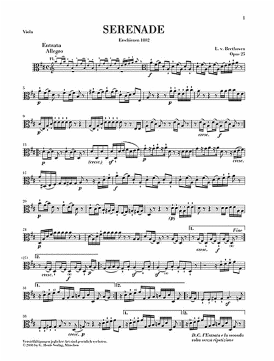 Serenade for Flute, Violin and Viola in D Major, Op. 25 Flute scores gallery preview page 7