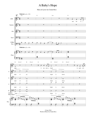 A Baby's Hope original Christmas song - SATB, piano and optional cello