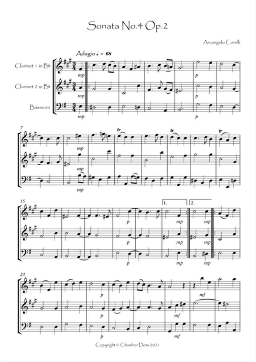 Sonata No.4 Op.2 Woodwind Trio scores gallery preview page 2
