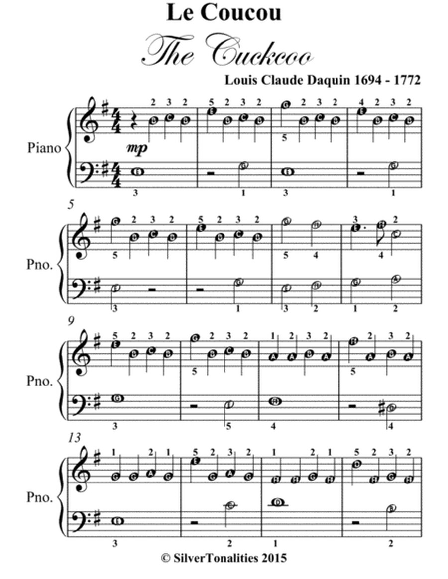 Le Coucou the Cuckoo Easiest Piano Sheet Music