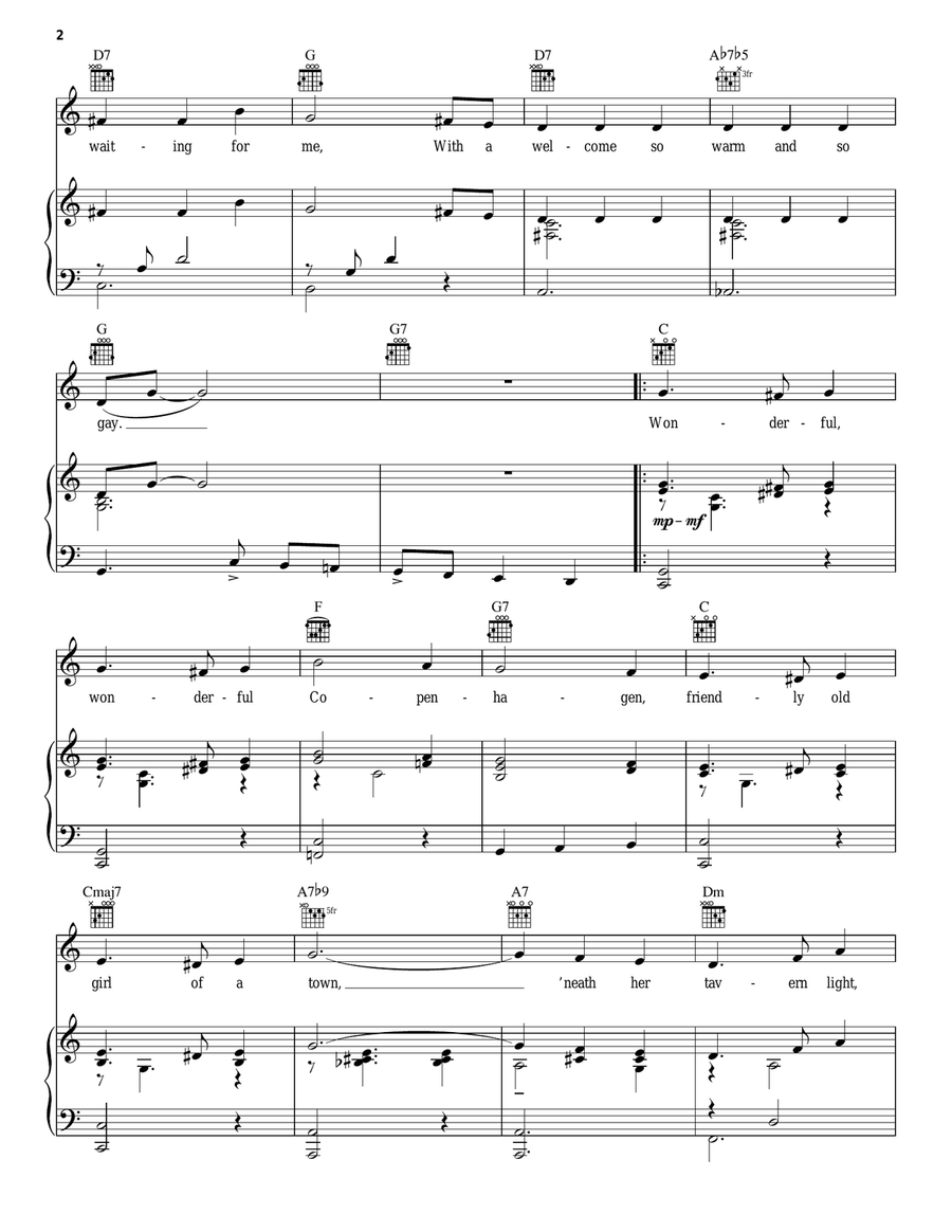 Wonderful Copenhagen Wonderful Copenhagen Piano, Vocal, Guitar scores gallery preview page 2