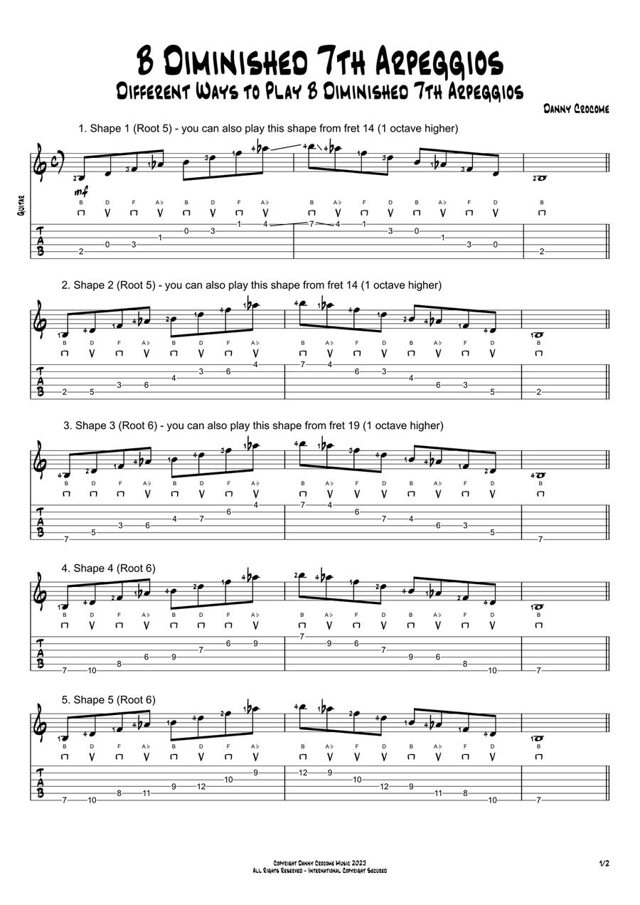 B Diminished 7th Arpeggios (5 Ways to Play)