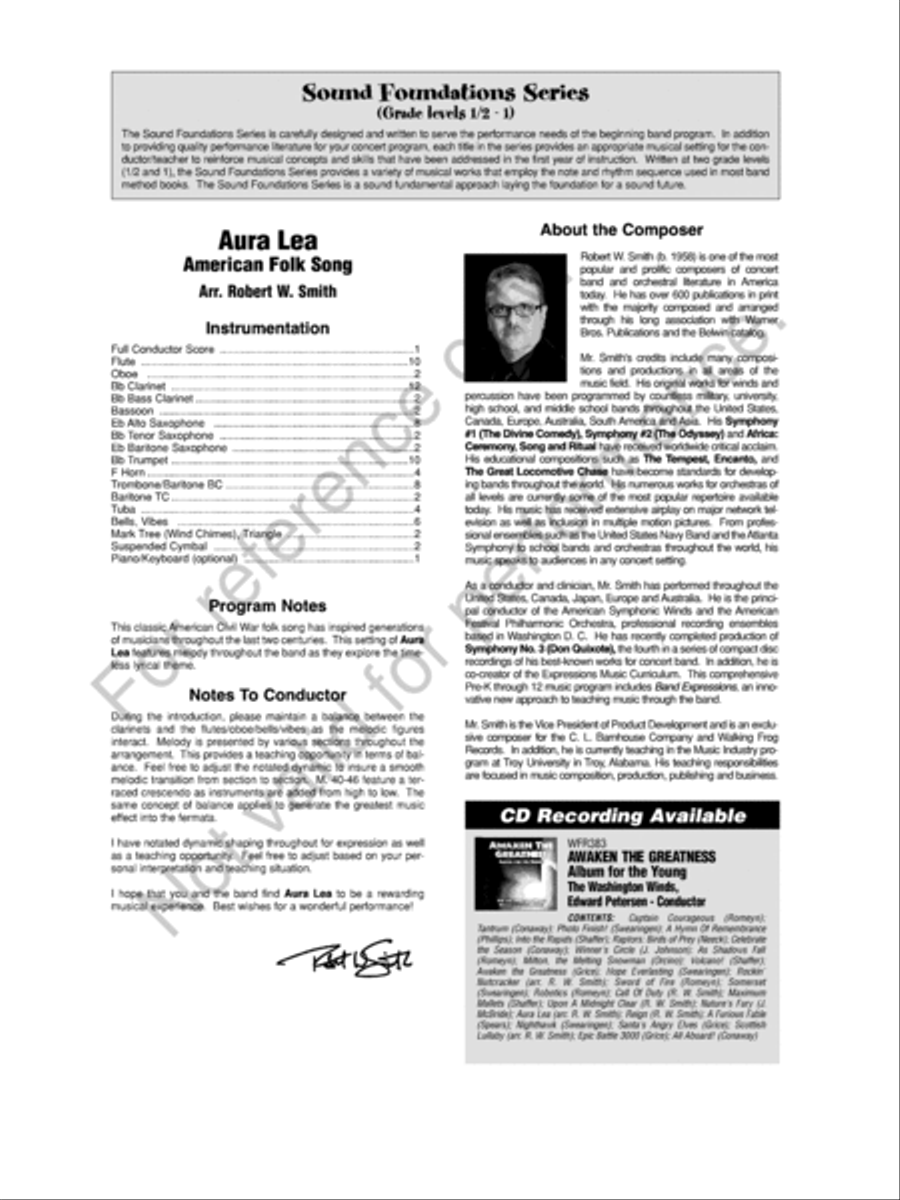 Aura Lea Aura Lea Concert Band scores gallery preview page 3