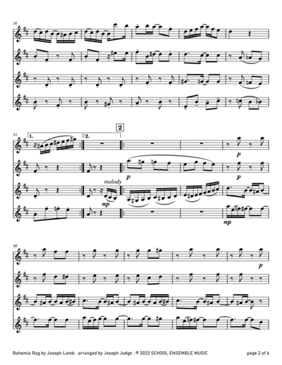 Bohemia Rag by Joseph Lamb for Clarinet Quartet image number null