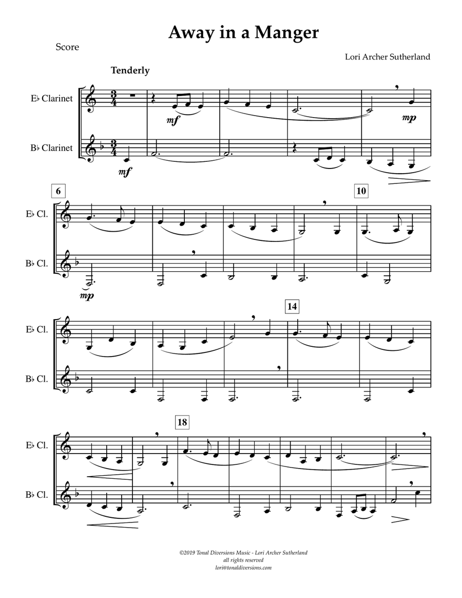 Away in a Manger Clarinet Duet scores gallery preview page 2