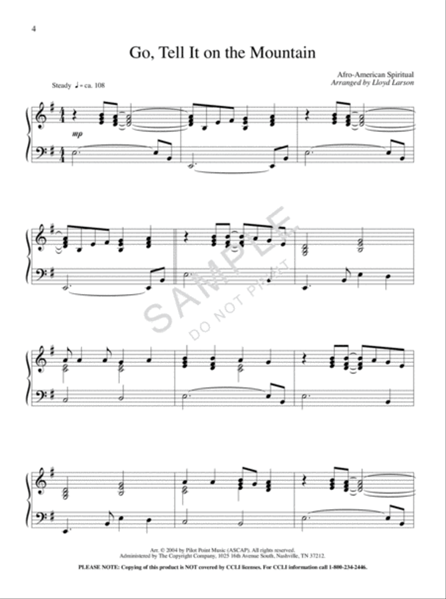 Go, Tell It on the Mountain Piano Solo scores gallery preview page 2