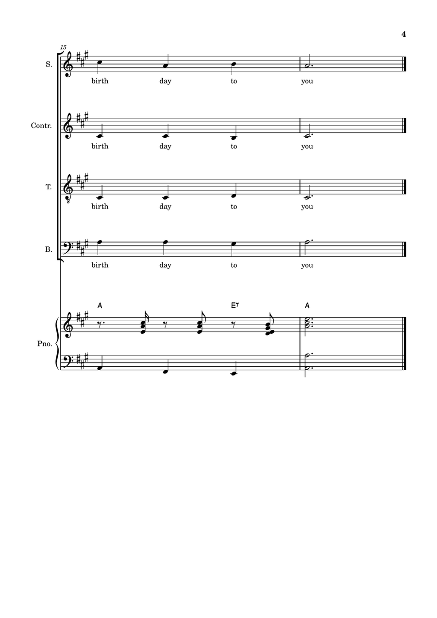 Happy Birthday to You (for 4-Voice Choir) 4-Part scores gallery preview page 4