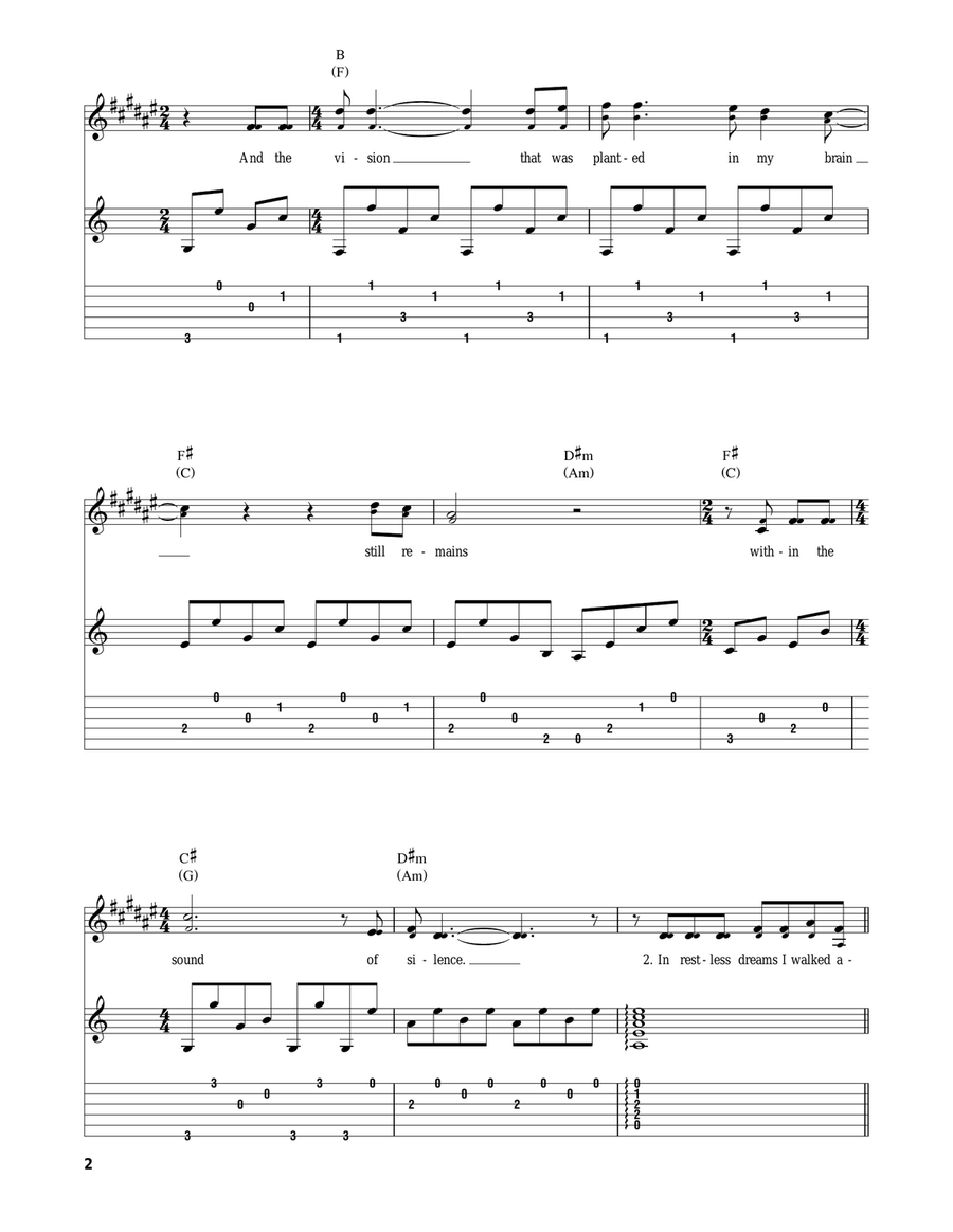The Sound Of Silence Acoustic Guitar scores gallery preview page 2