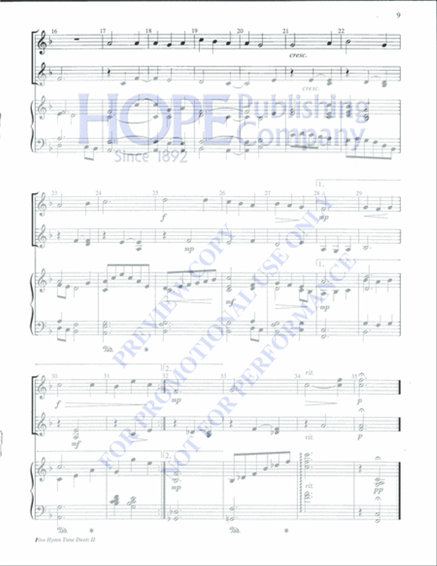 Five Hymn Tune Duets II Percussion scores gallery preview page 11