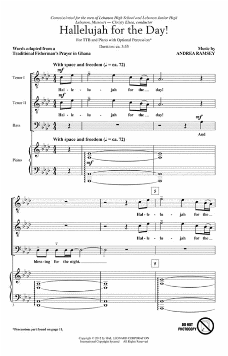 Hallelujah for the Day! TTB scores gallery preview page 2