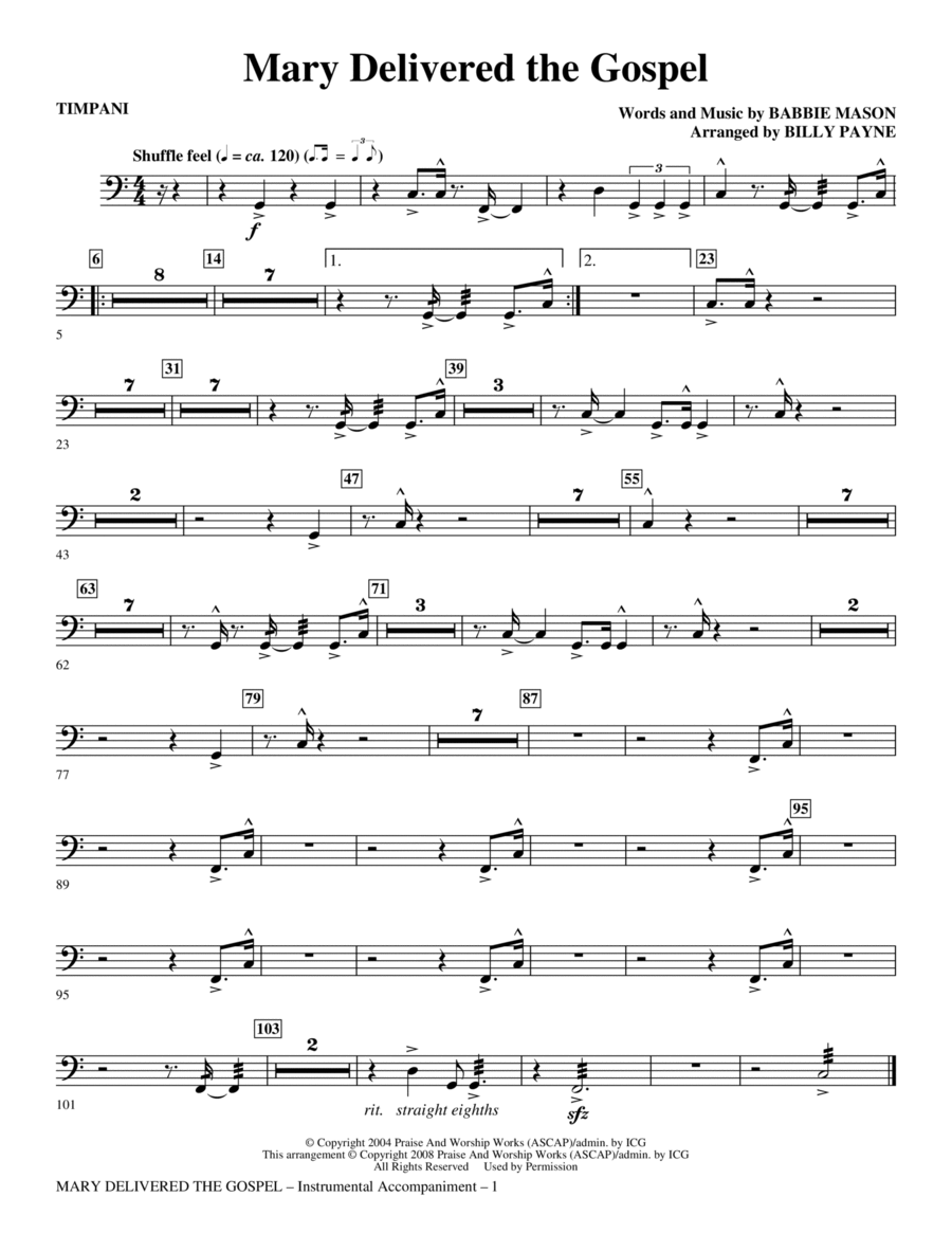 Mary Delivered The Gospel - Timpani Choir scores gallery preview page 1