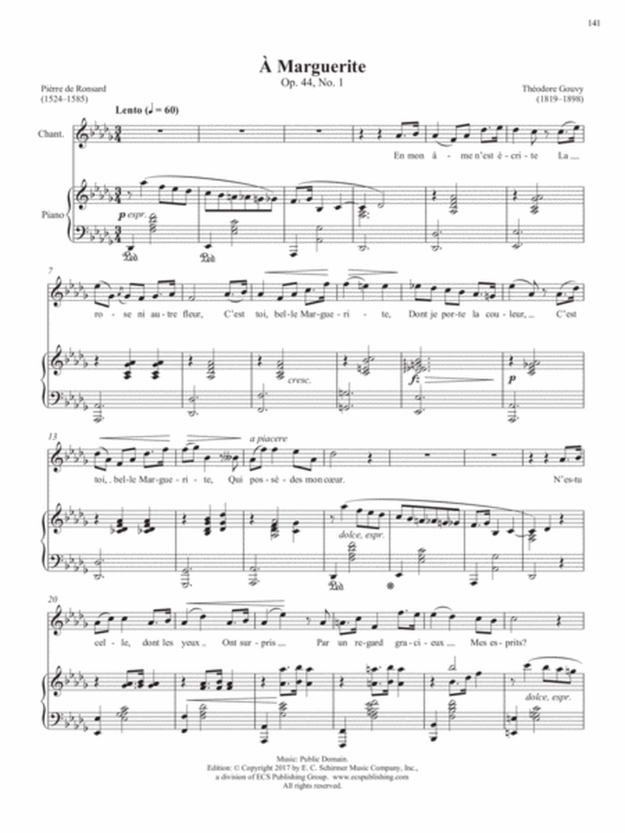 Op. 44, No. 1: À Marguerite from Songs of Gouvy, V1 (Downloadable)