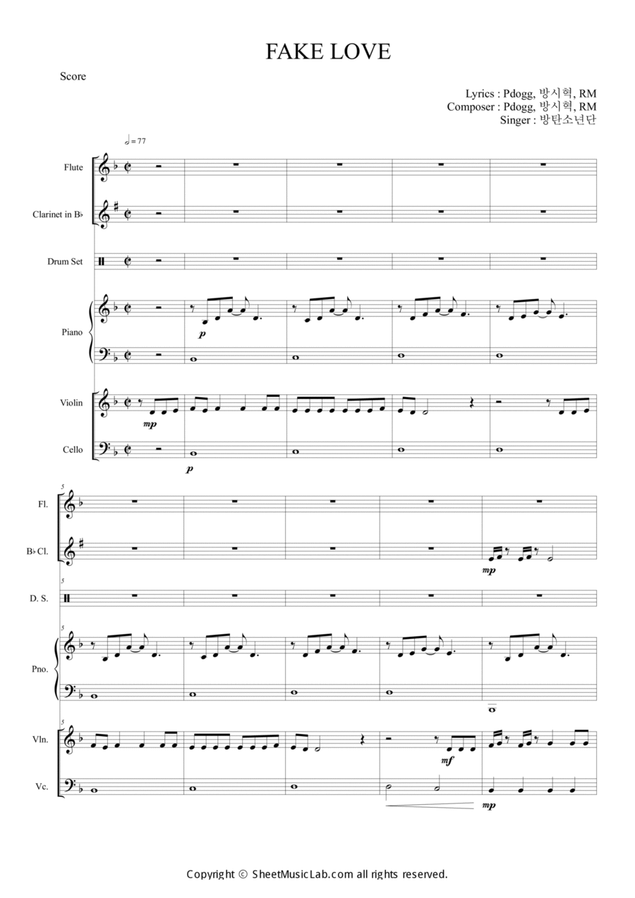 Fake Love Orchestra scores gallery preview page 1