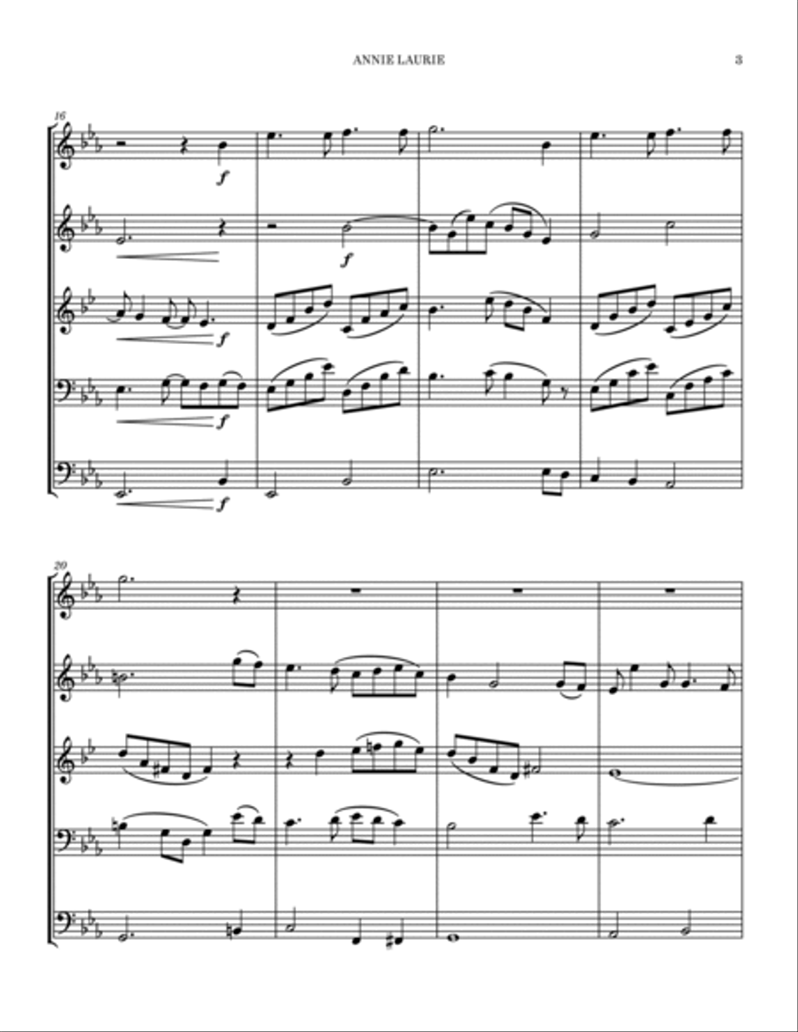 Annie Laurie Brass Quintet scores gallery preview page 3