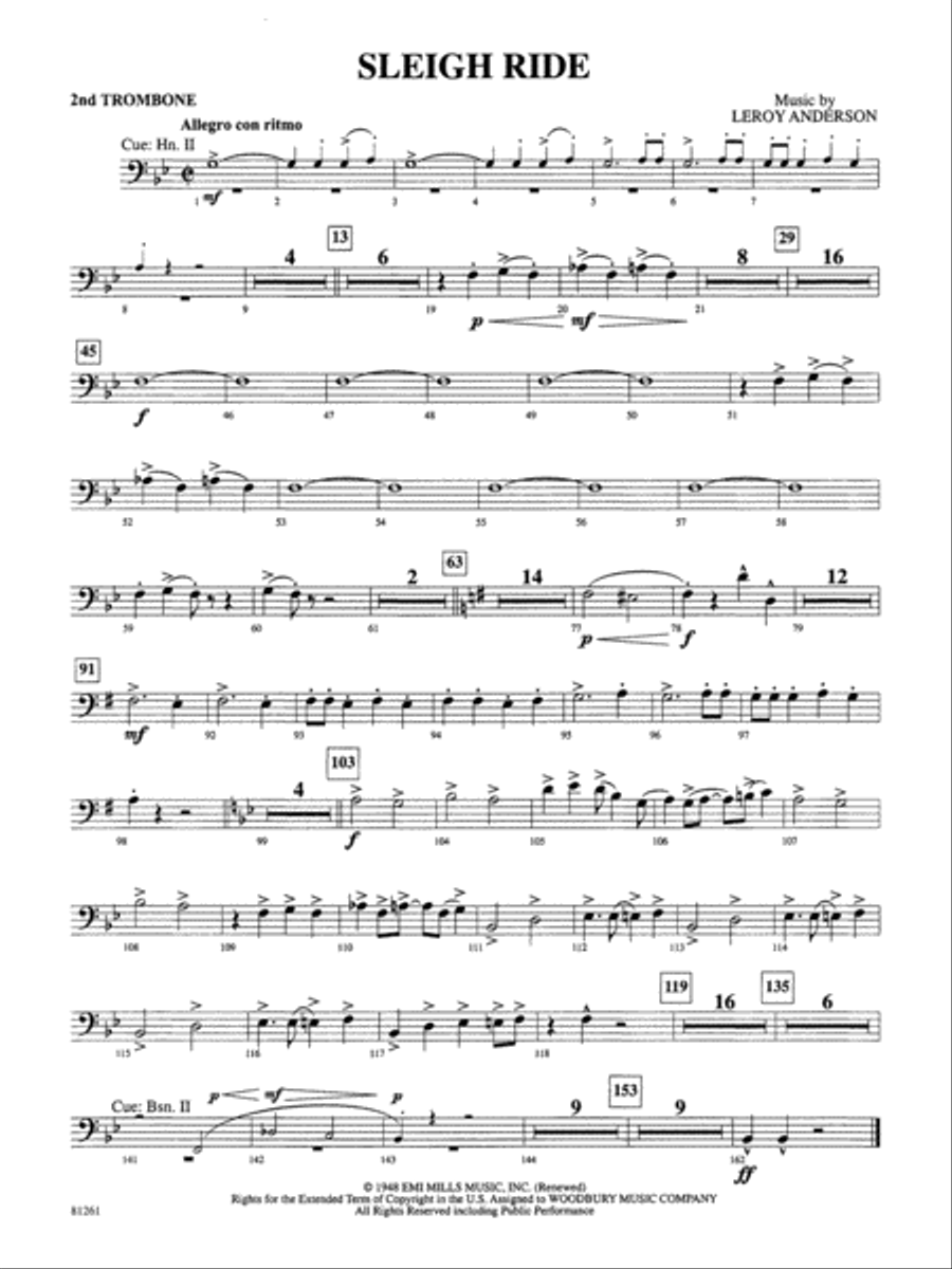 Sleigh Ride: 2nd Trombone Full Orchestra scores gallery preview page 1