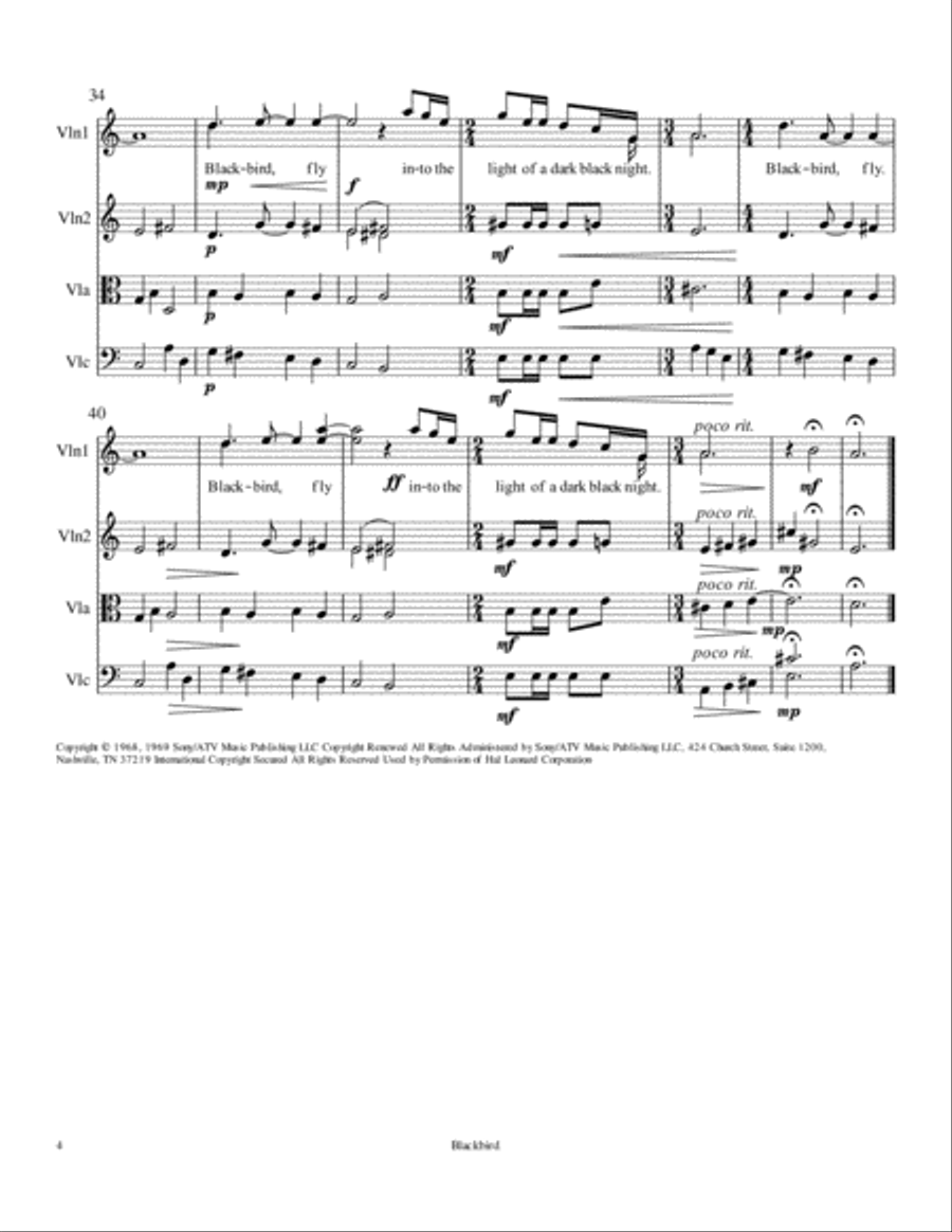 Blackbird Blackbird String Quartet scores gallery preview page 4