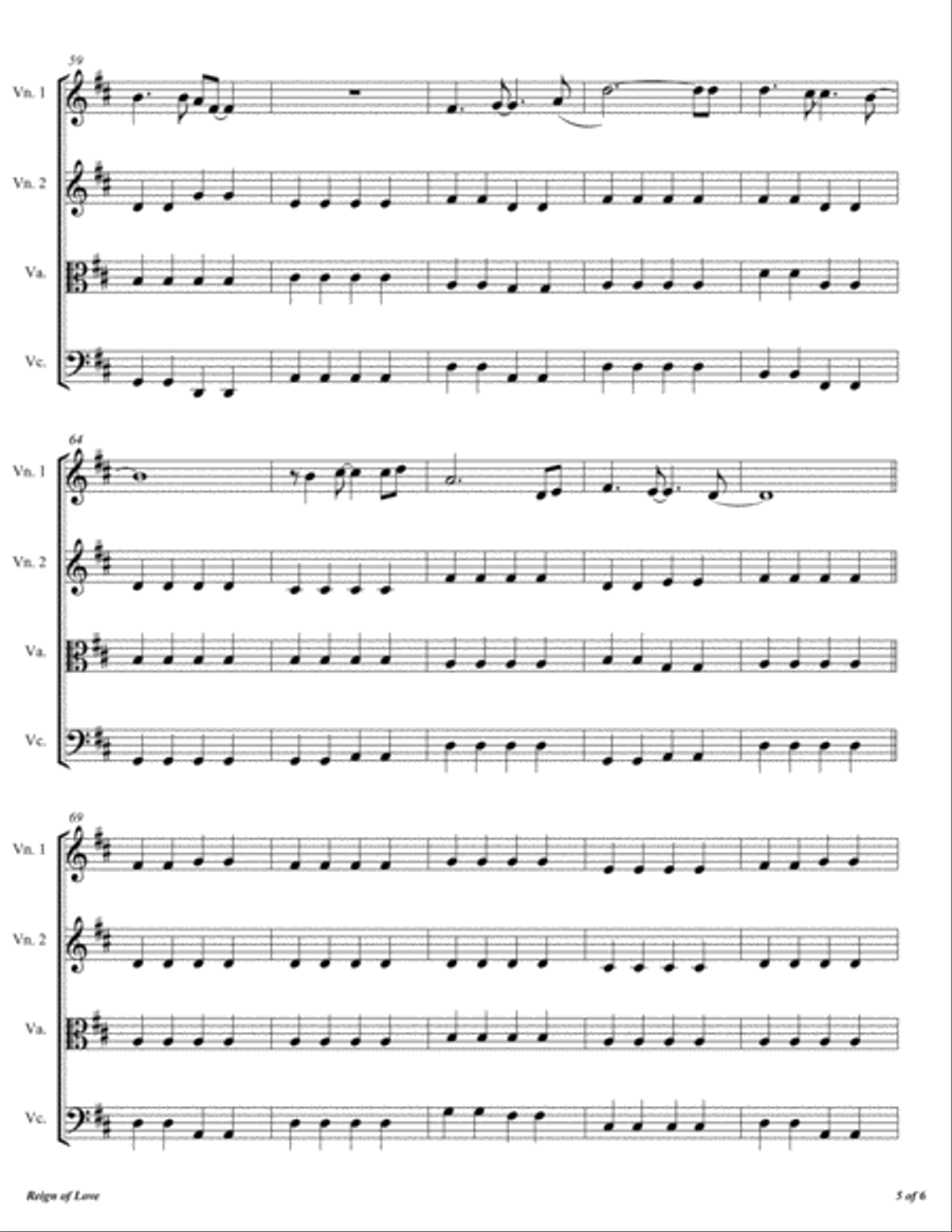 Reign Of Love Reign Of Love String Quartet scores gallery preview page 6