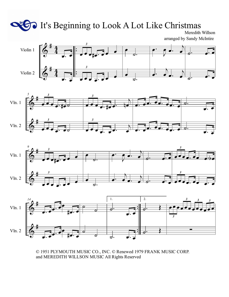 It's Beginning To Look Like Christmas String Duet scores gallery preview page 1