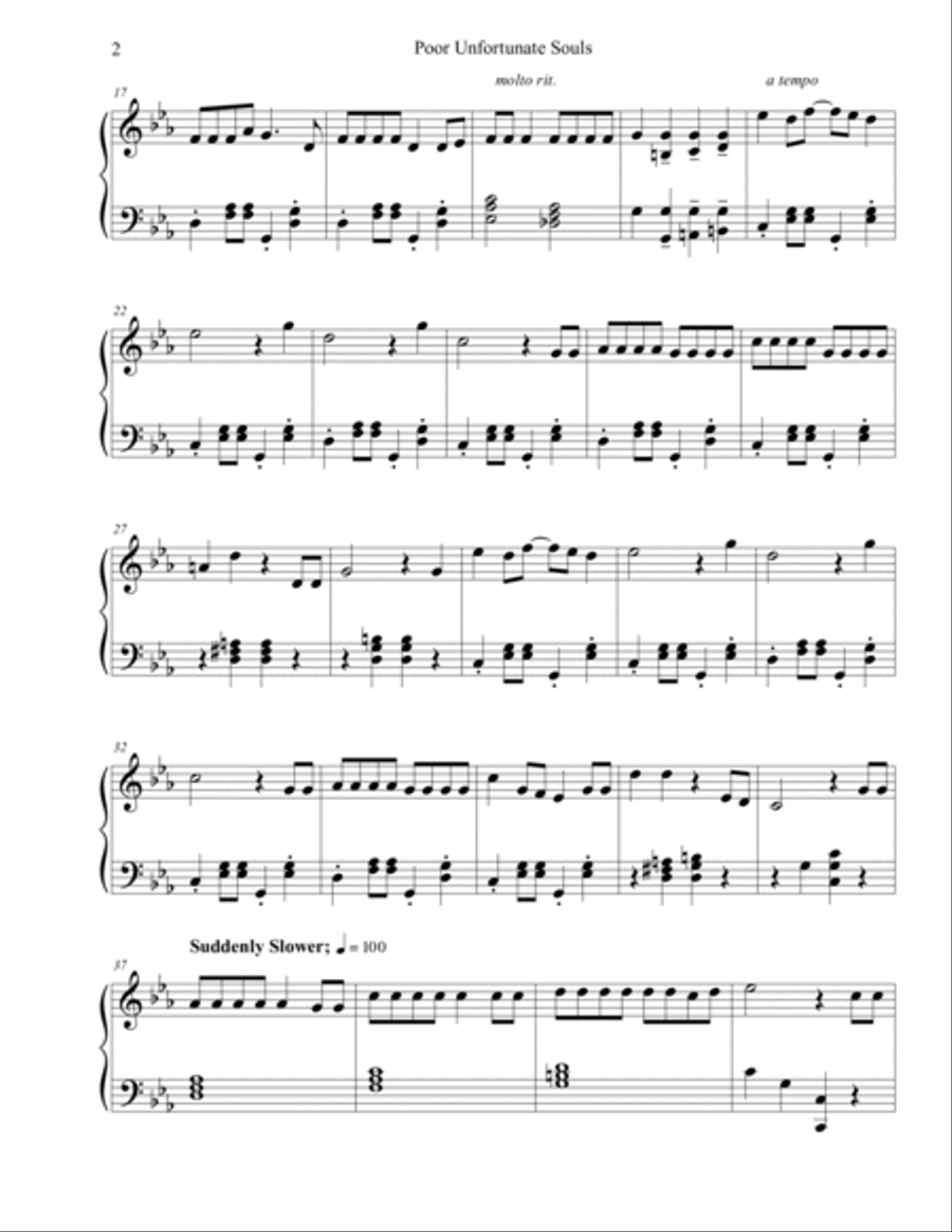 Poor Unfortunate Souls Easy Piano scores gallery preview page 2