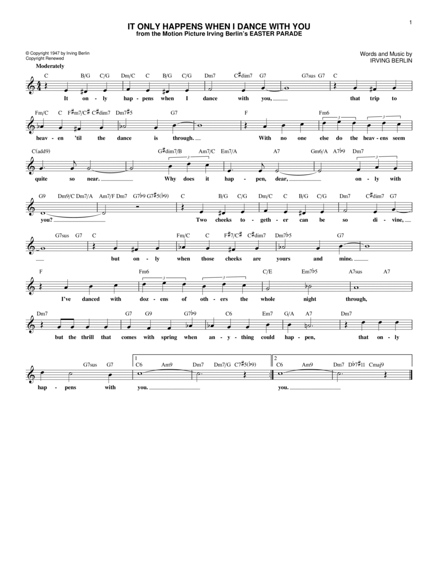 It Only Happens When I Dance With You (from Easter Parade) Guitar scores gallery preview page 1
