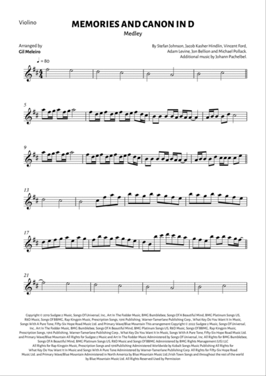Memories Violin Solo scores gallery preview page 5