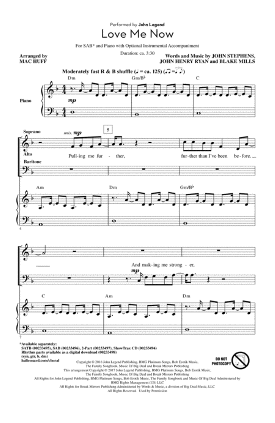 Love Me Now Love Me Now 3-Part scores gallery preview page 1