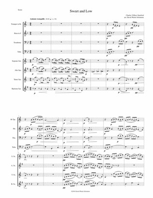 Sweet and Low (Stanford's setting) arranged for saxophone quartet and brass quartet