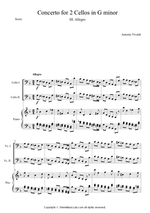 Book cover for Concerto for 2Cellos in G minor, RV 531 III. Allegro
