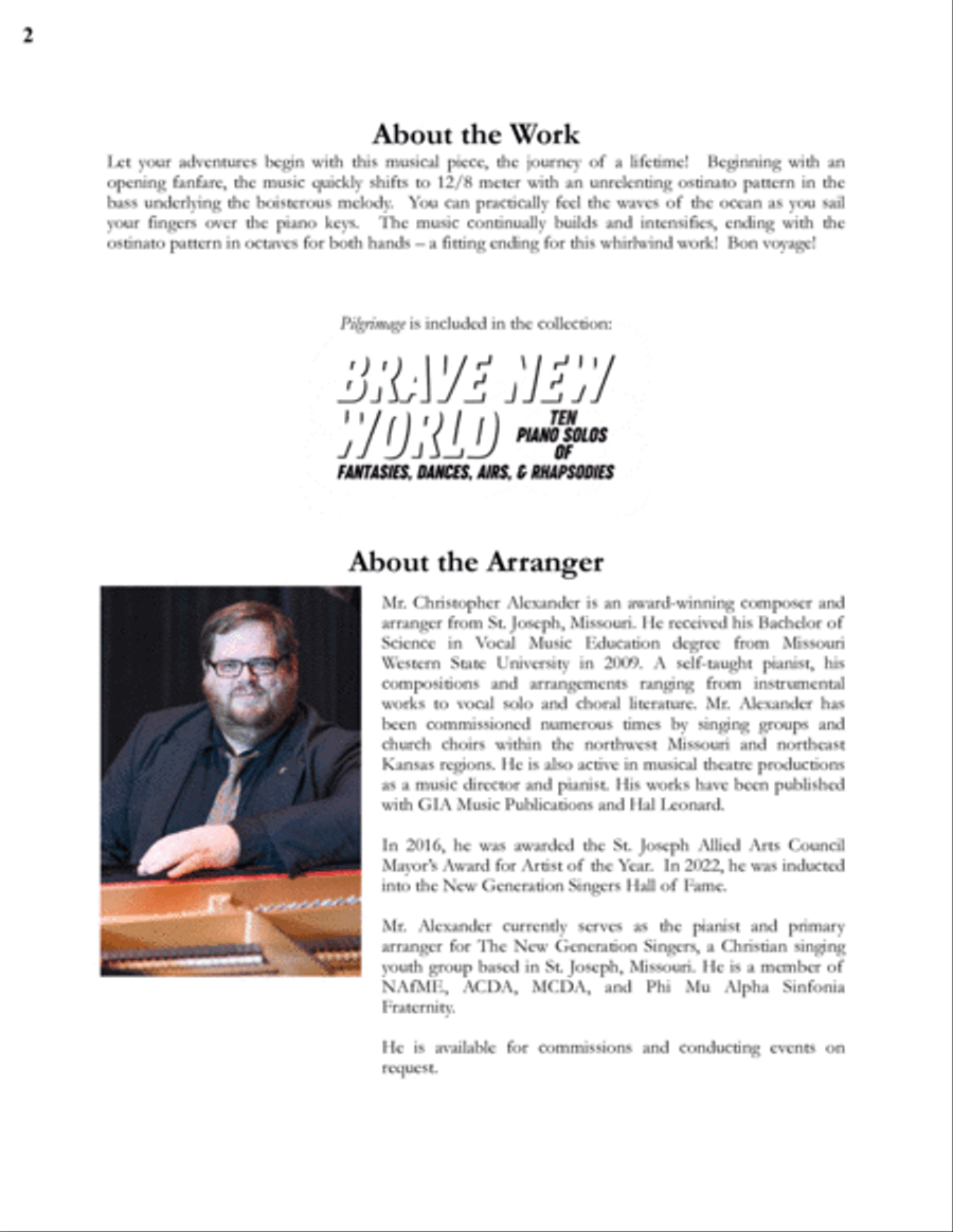 Pilgrimage Piano Solo scores gallery preview page 2