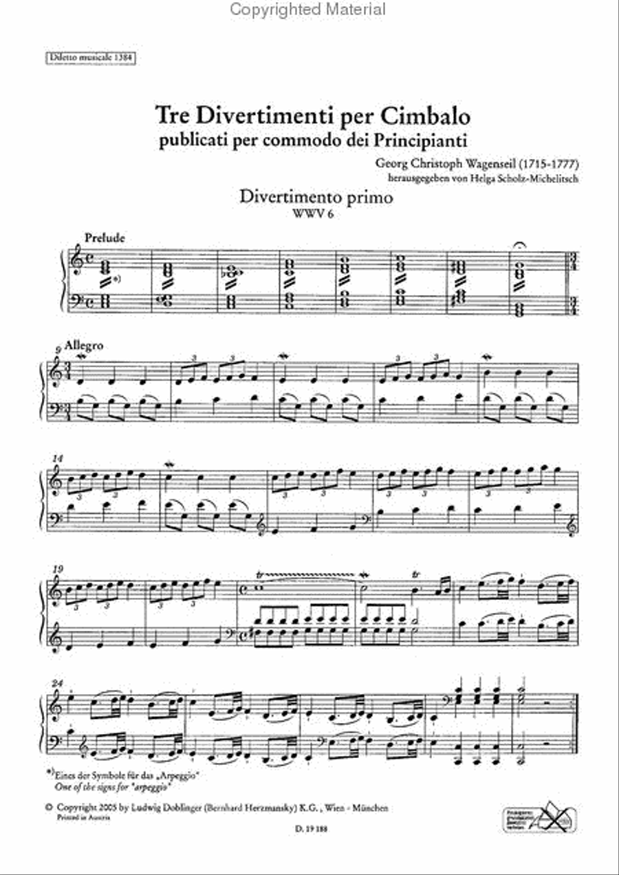 Tre Divertimenti per Cimbalo Piano scores gallery preview page 2