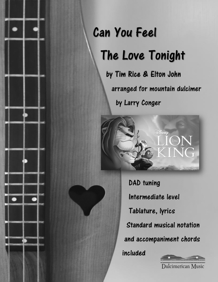 Can You Feel The Love Tonight Dulcimer scores gallery preview page 1
