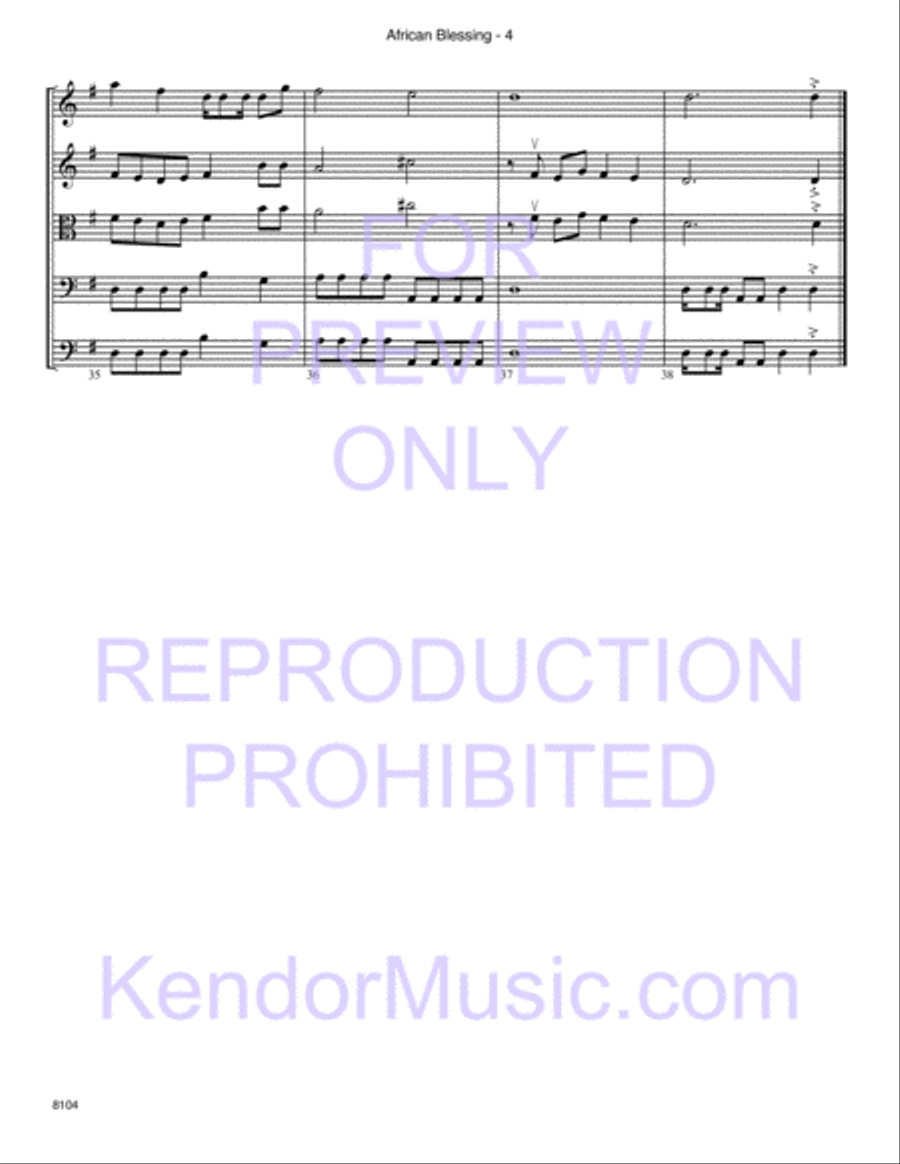 African Blessing (Bwana Awabariki) String Orchestra scores gallery preview page 5