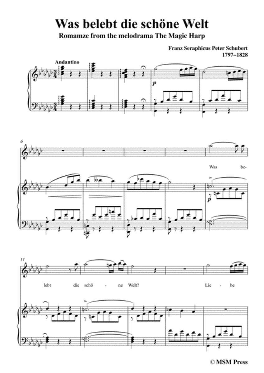 Schubert-Was belebt die schöne Welt,in G flat Major,for Voice&Piano image number null