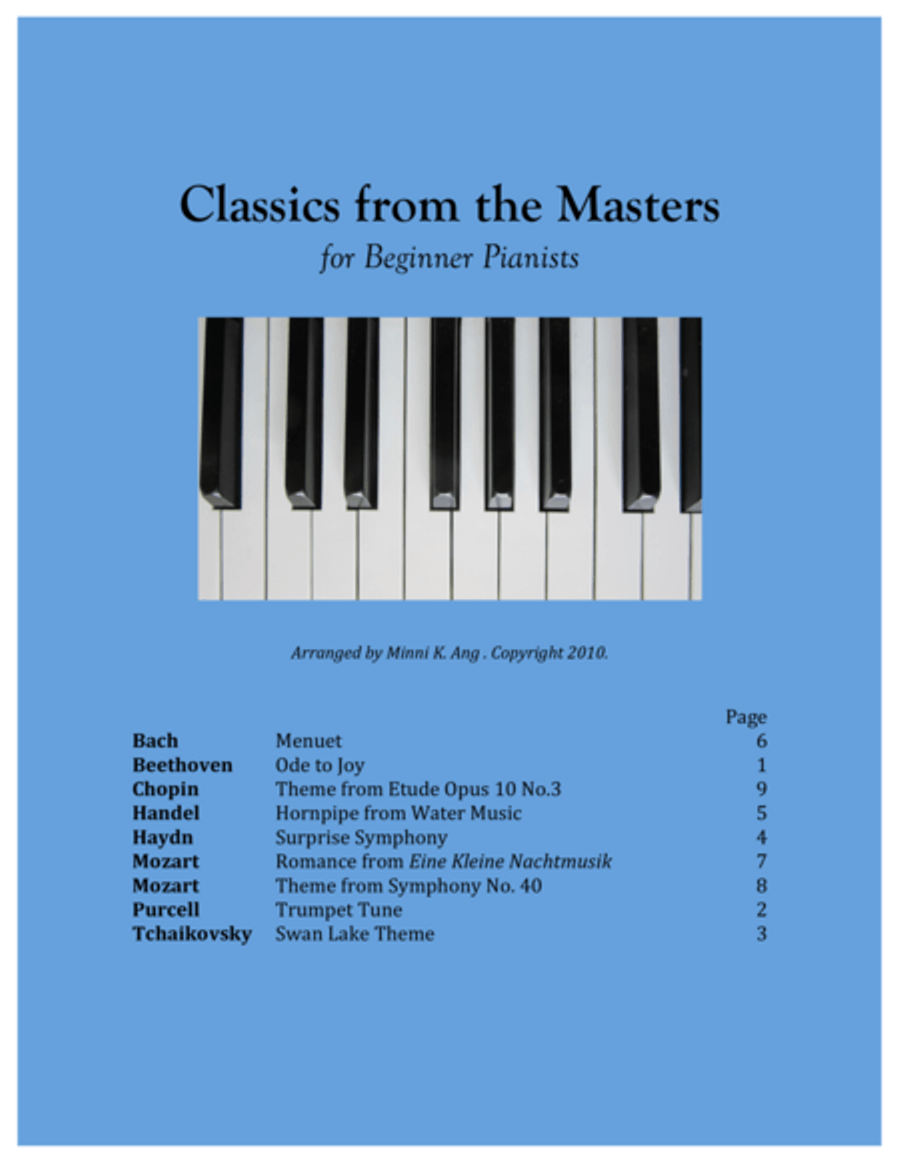 Classics from the Masters, for Beginner Pianists Easy Piano scores gallery preview page 1