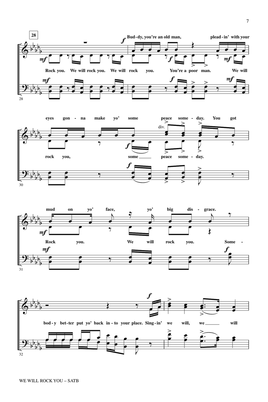 We Will Rock You (arr. Mark Brymer) 4-Part scores gallery preview page 5
