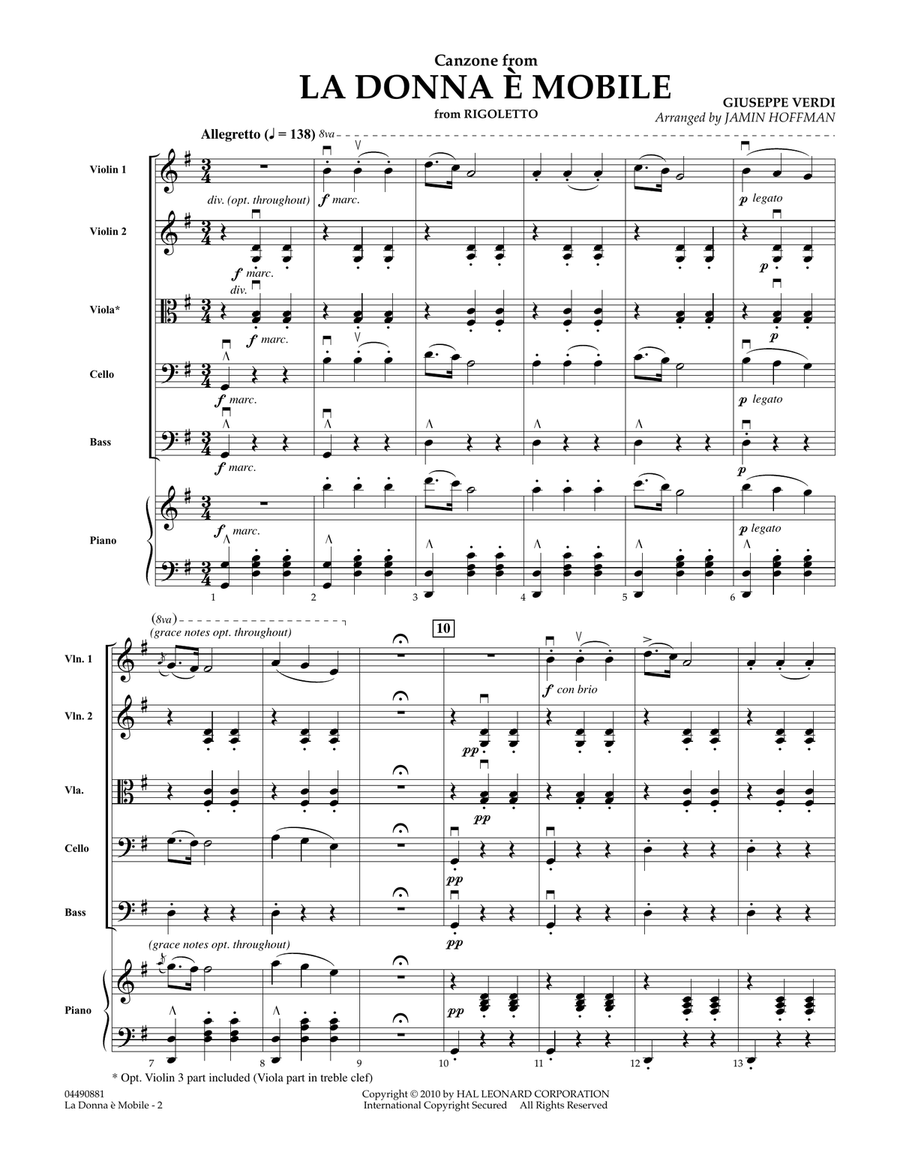 La Donna e Mobile (from Rigoletto) - Full Score Orchestra scores gallery preview page 2