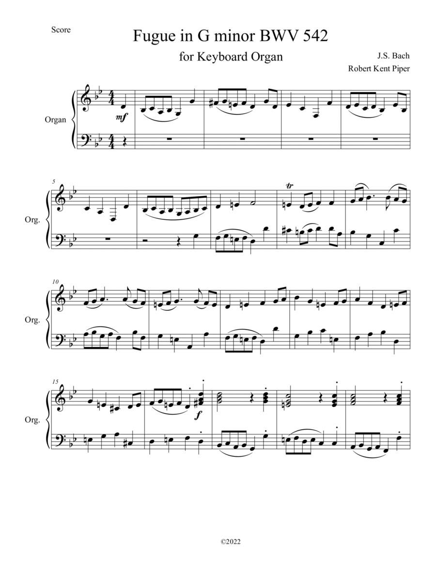 BWV 542 Fugue for Keyboard Organ/Piano Organ scores gallery preview page 1