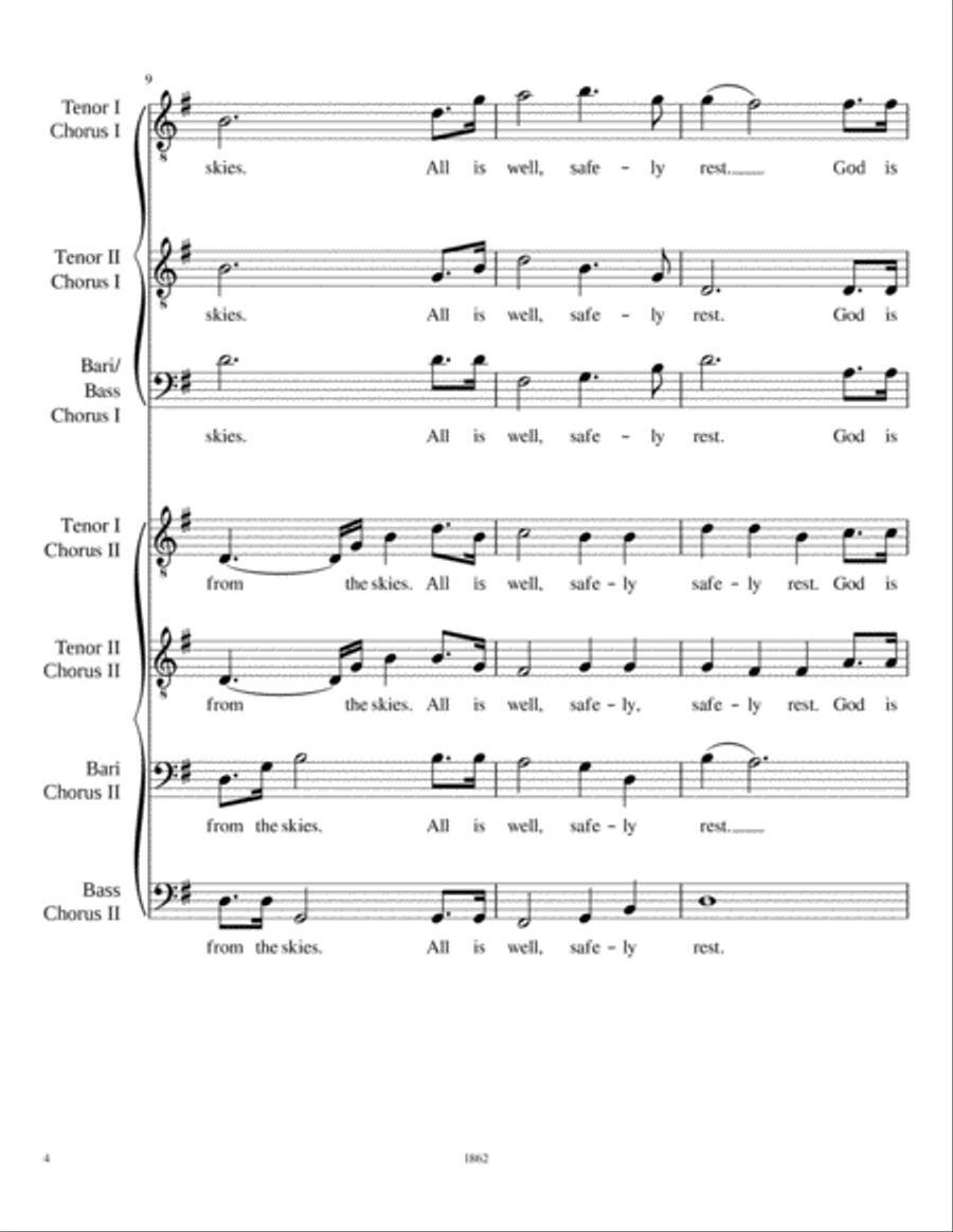 Silver Echo Taps (for double men's chorus) TTBB scores gallery preview page 4
