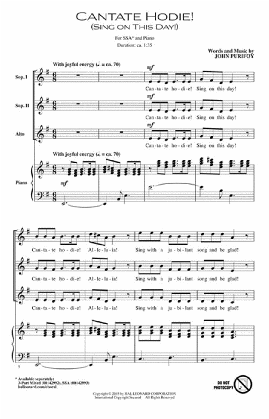 Cantate Hodie! (Sing on This Day!) SSA scores gallery preview page 2