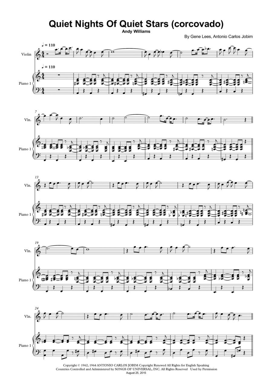 Quiet Nights Of Quiet Stars (corcovado) Violin Solo scores gallery preview page 1