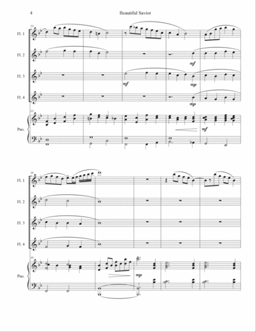 Beautiful Savior, Flute Quartet Flute Solo scores gallery preview page 5
