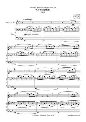 Consolation No. 3 - Clarinet and Piano