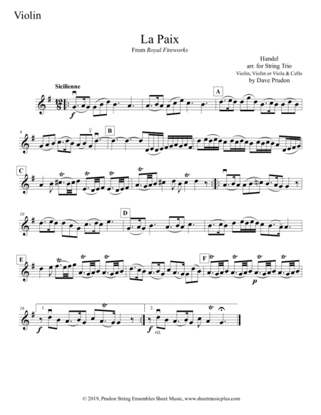 Handel's La Paix for String Trio image number null