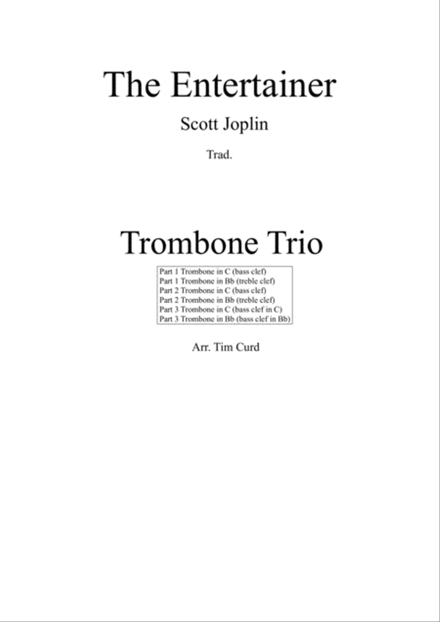 The Entertainer. For Trombone Trio Trombone Trio scores gallery preview page 1