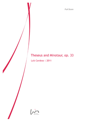 Book cover for Theseus & Minotaur (for Alto & Tenor Trombones solo + 5 Tenor Trombones + 3 Bass Trombones + Bass Tu