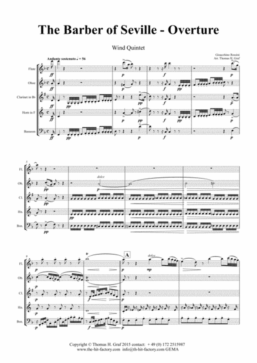 The Barber of Seville ( F ) - Overture - Wind Quintet image number null