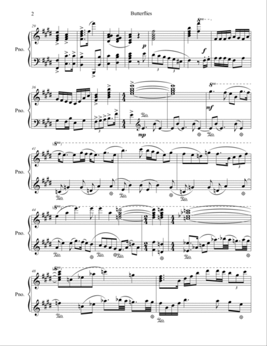 Butterflies Piano Solo scores gallery preview page 2