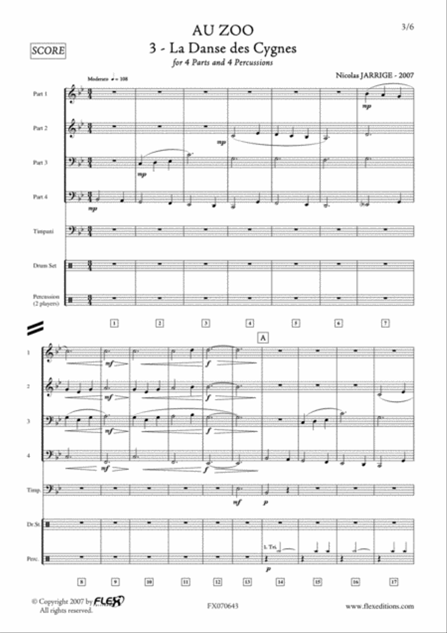 Au Zoo - 3 - La Danse des Cygnes Concert Band scores gallery preview page 3