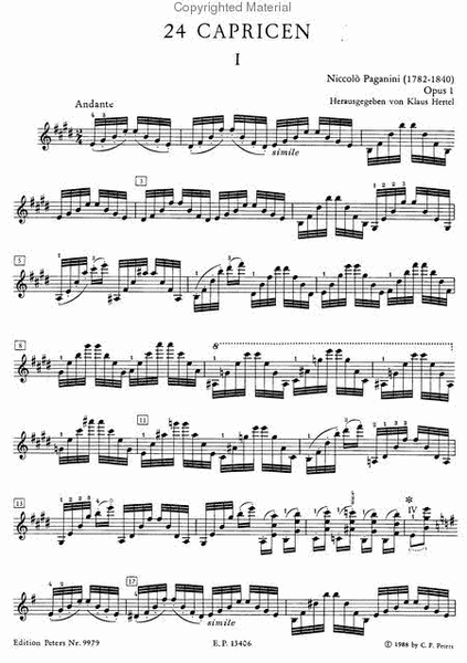 24 Caprices Op. 1 for Violin