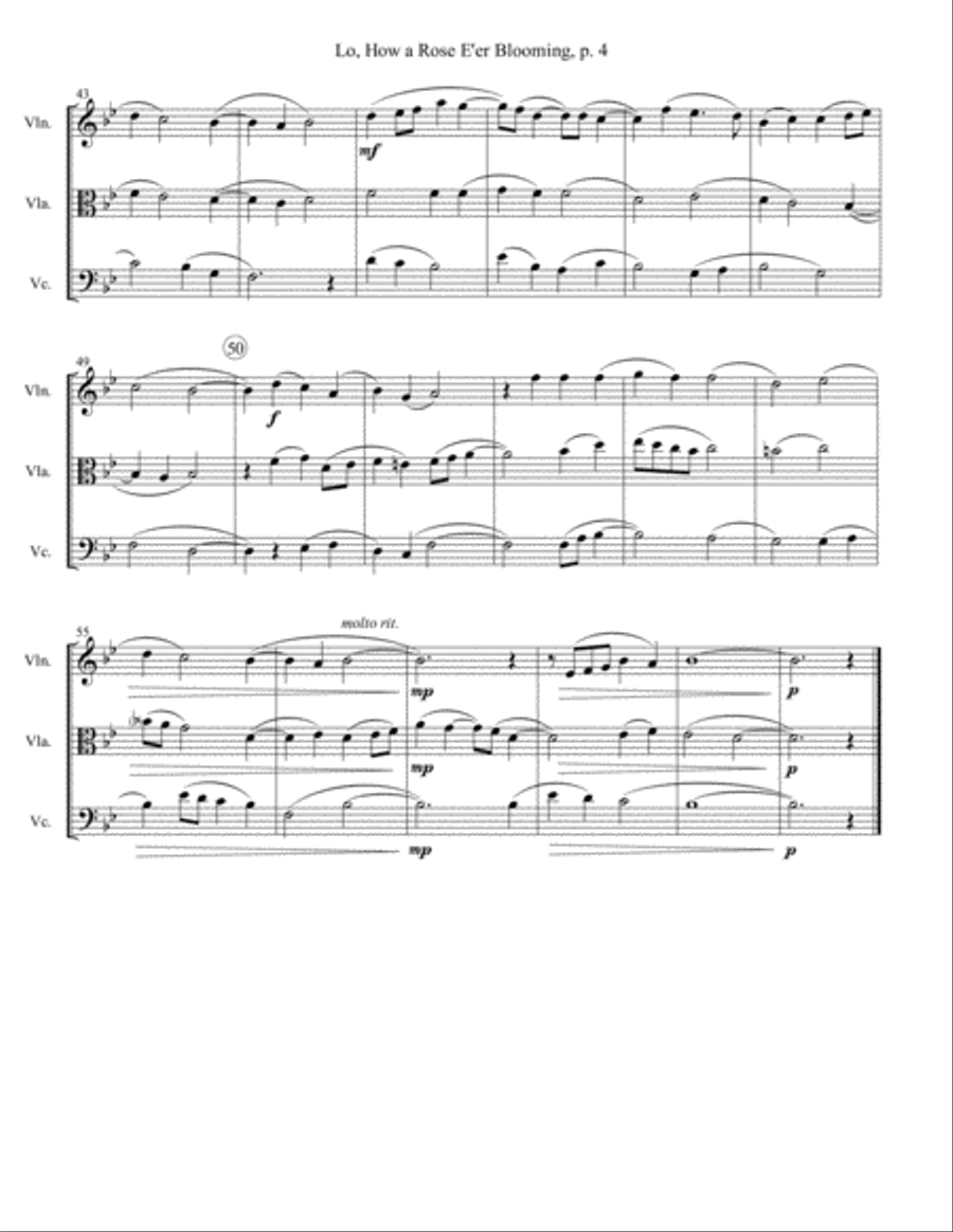 Lo, How a Rose E're Blooming - String Trio String Trio scores gallery preview page 4
